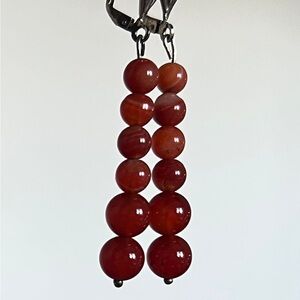 Natural Carnelian Agate Drop Earrings – Sterling Silver Hooks